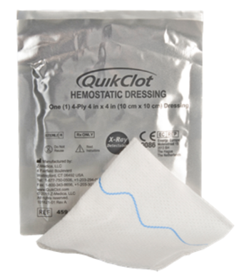 QuikClot 4" x 4" Dressing Ruggedized Packaging